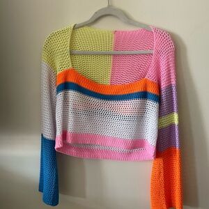 Colorful Crochet Knit Sweater